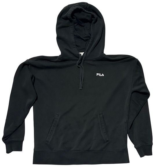 Fila Tops - FILA Black Hoodie Sweatshirt Kangaroo Pocket Drawstring Hood Women's S